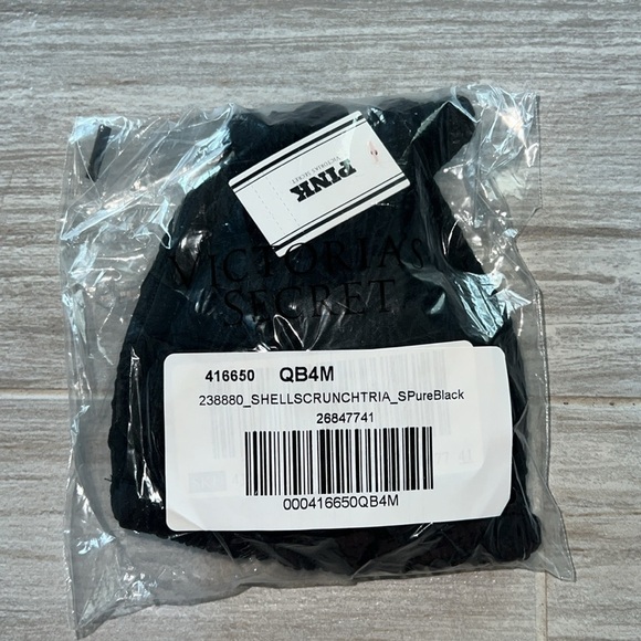 VS Pink Scrunchie Triangle Bikini Top Pure black swim size medium wireless - Picture 5 of 10